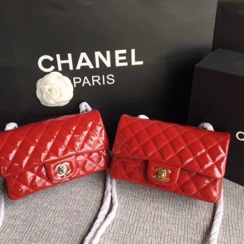 Chanel Klasszikus Flap Mini Táska Eredeti Bőr A1117 Piros