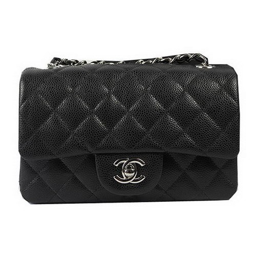 Chanel Klasszikus MINI Zsebtáska Fekete Kannagmintás CF1119 Ezüst