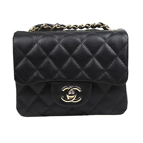 Chanel Classic MINI Flip Táska CF1115 Fekete Cannage Mintás Arany