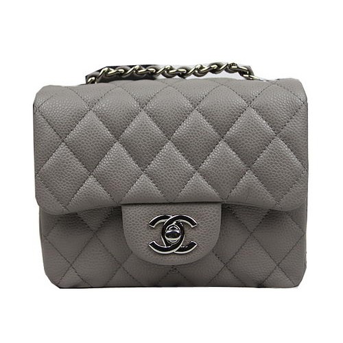 Chanel Classic MINI Flip Táska CF1115 Szürke Cannage Mintás Ezüst
