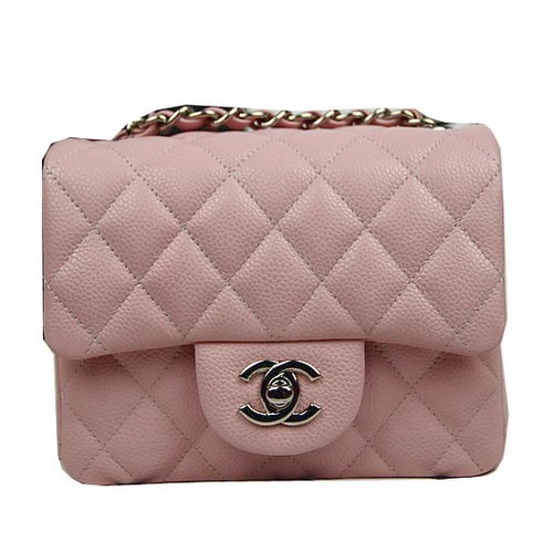Chanel Klasszikus MINI Zsebtáska CF1115 Rózsaszín Cannage Mintás Ezüst