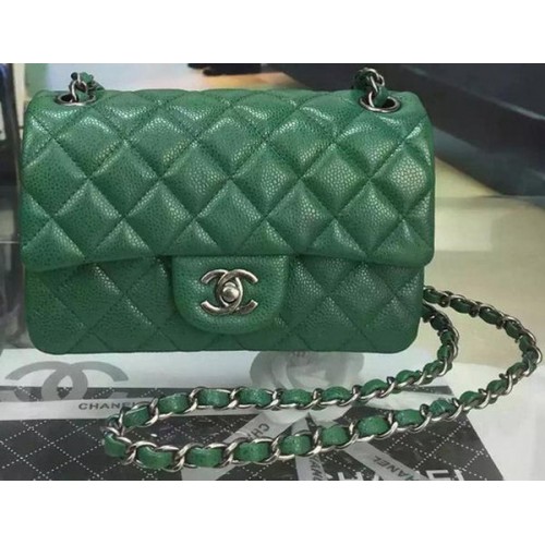 Chanel Klasszikus MINI Zsebtáska Cannage Mintás Bőr A8500 Zöld