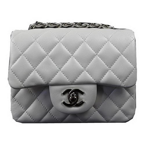 Chanel Klasszikus MINI Zsebtáska Törtfehér Eredeti Báránybőr CF1115 Ezüst