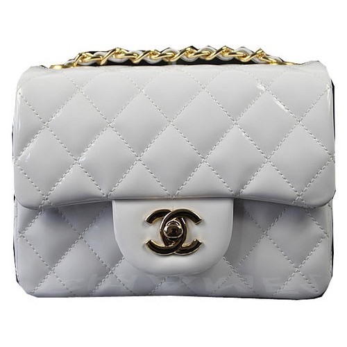 Chanel Klasszikus MINI Zsebtáska Fehér Eredeti Lakkbőr CF1115 Arany