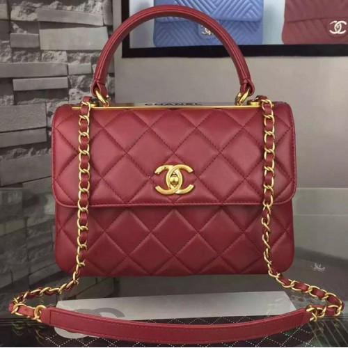 Chanel Klasszikus Felső Zsebtáska Bordó Eredeti Bőr A98079 Arany