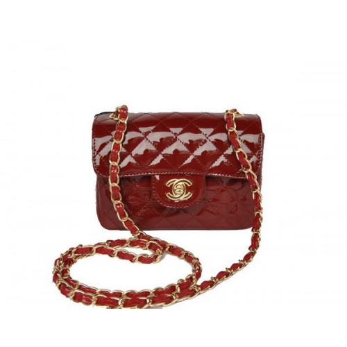Nagykereskedelmi Chanel Classic mini Flap Bag 1115 Bordeaux Lakk Arany Hardver