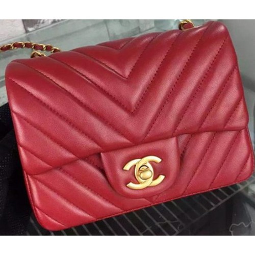 Chanel Klasszikus Mini Zsebtáska Chevron Báránybőr Bőr A68748 Bordó