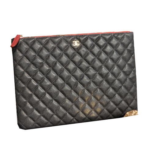 Chanel Clutch Bag Fekete Cannage Mintás Bőr A82044 Arany