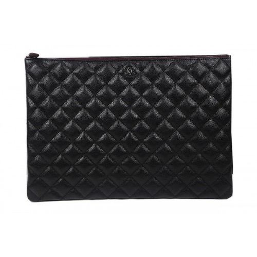 Chanel Clutch Bag Fekete Eredeti Cannage Mintás A69254 A69253 A69252 Ezüst
