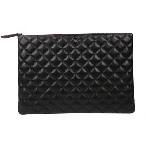 Chanel Clutch Bag Fekete Eredeti Báránybőr A69254 A69253 A69252 Ezüst