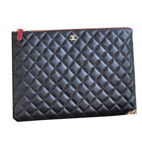 Chanel Clutch Bag Fekete Báránybőr Bőr A82044 Arany