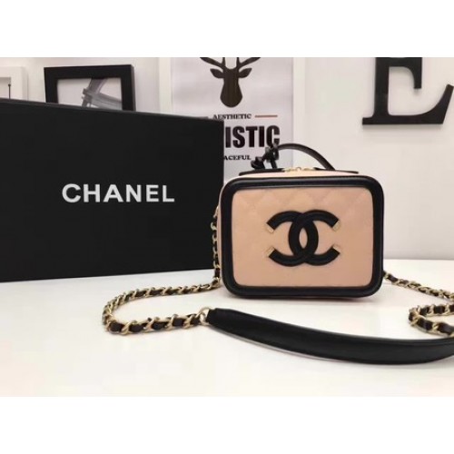 Chanel Kozmetikai Táska Eredeti Cannage Mintás A93341 Rózsaszín&Fekete
