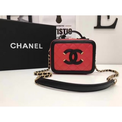 Chanel Kozmetikai Táska Eredeti Cannage Mintás A93341 Piros&Fekete