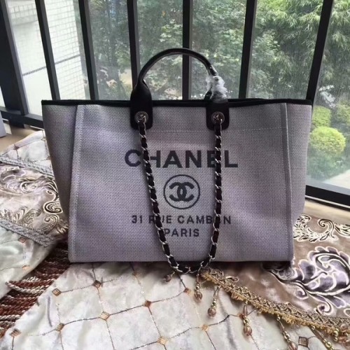Chanel Deauville eredeti vászon bőr táska A68047-12