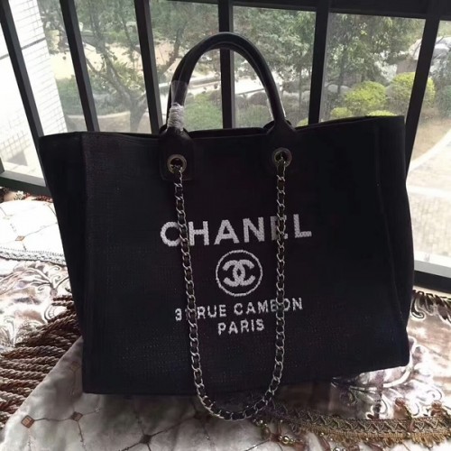 Chanel Deauville eredeti vászon bőr táska A68047-13