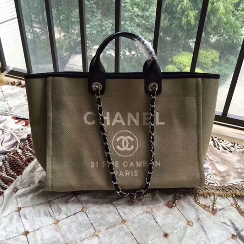 Chanel Deauville eredeti vászon bőr táska A68047-14