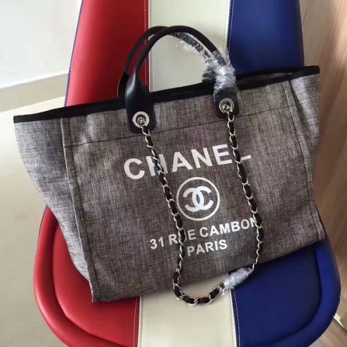 Chanel Deauville eredeti vászon bőr táska A68047-3