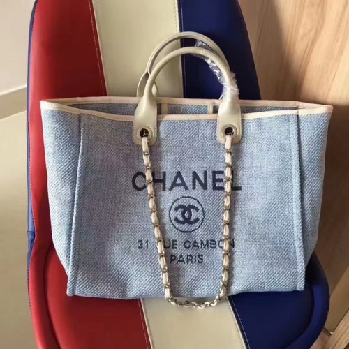 Chanel Deauville eredeti vászon bőr táska A68047-8