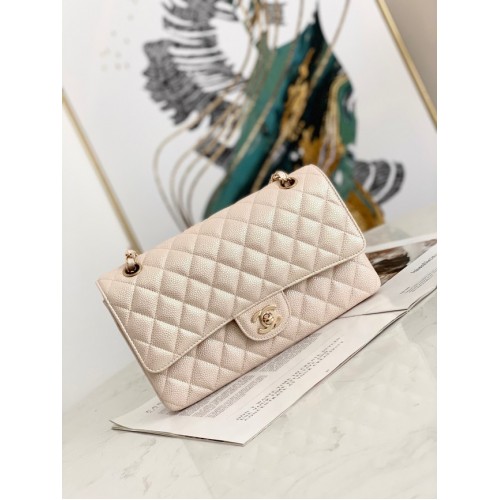 Chanel Flap Grained Borjúbőr Válltáska AS1112 krémszínű