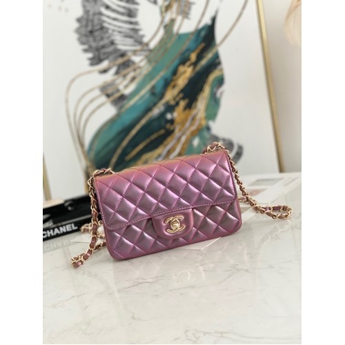 Chanel Flap Mirage báránybőr válltáska AS1116 lila