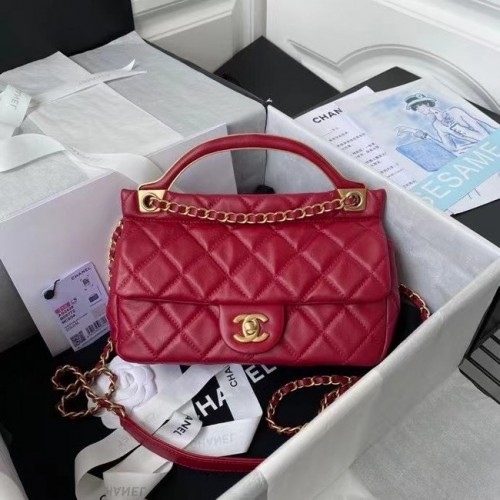 Chanel Flap válltáska eredeti bőr AS2438 piros
