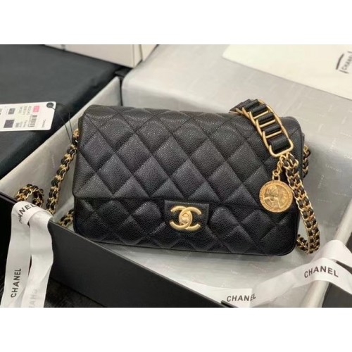 Chanel Flap Válltáska Eredeti Bőr AS2543 Fekete