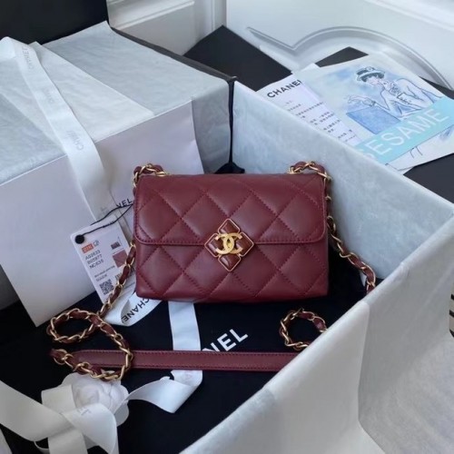 Chanel Flap Válltáska Eredeti Bőr AS2633 Bordó