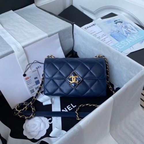 Chanel Flap Válltáska Eredeti Bőr AS2633 Kék