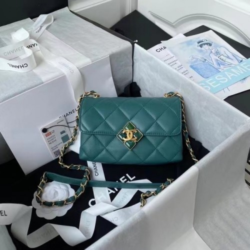Chanel Flap Válltáska Eredeti Bőr AS2633 Zöld