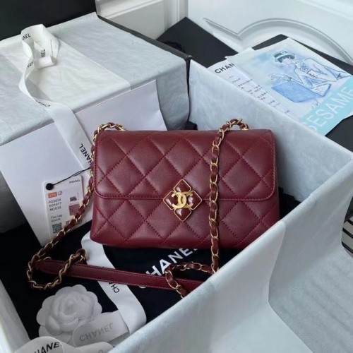 Chanel Flap Válltáska Eredeti Bőr AS2634 Borszínű