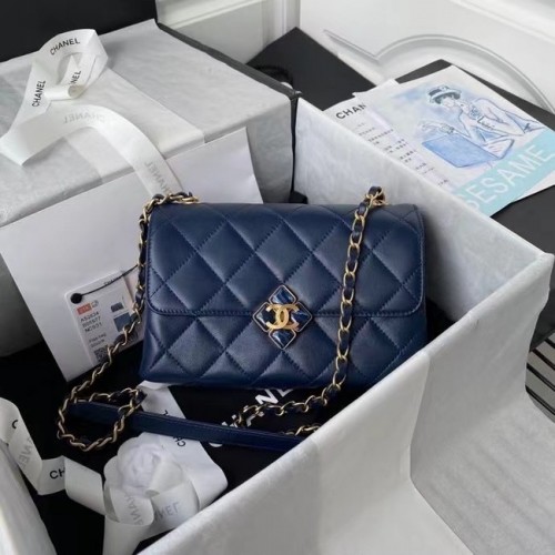 Chanel Flap Válltáska Eredeti Bőr AS2634 Kék