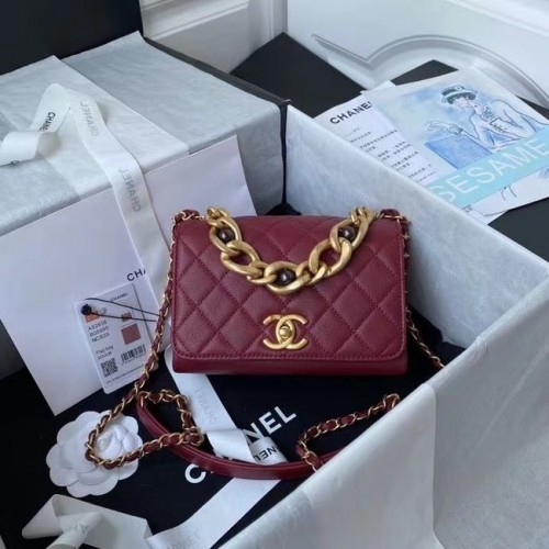 Chanel Flap Válltáska Eredeti Bőr AS2638 Borszínű