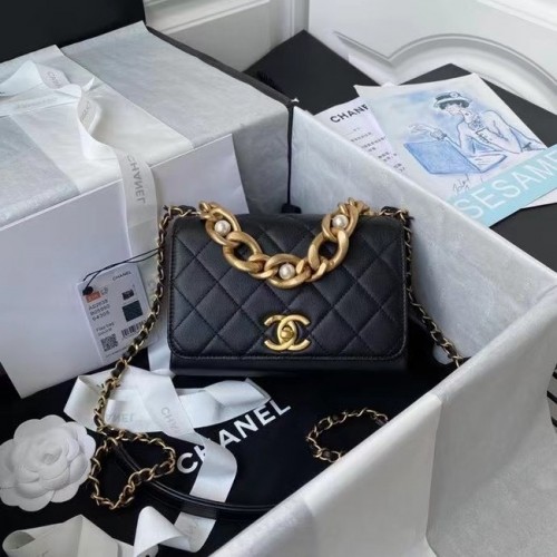 Chanel Flap Válltáska Eredeti Bőr AS2638 Fekete