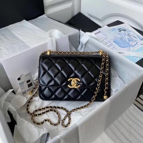 Chanel Flap Válltáska Eredeti Bőr AS2649 Fekete