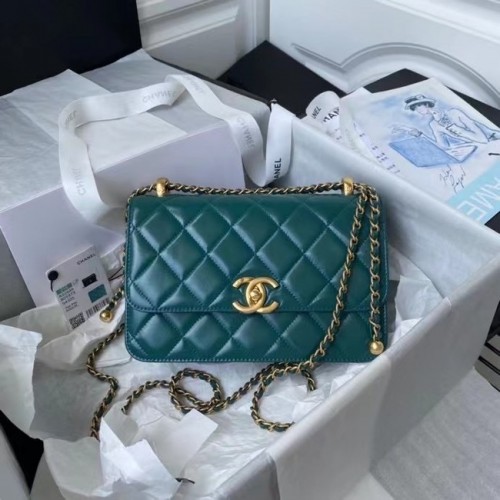 Chanel Flap válltáska eredeti bőr AS2649 kék