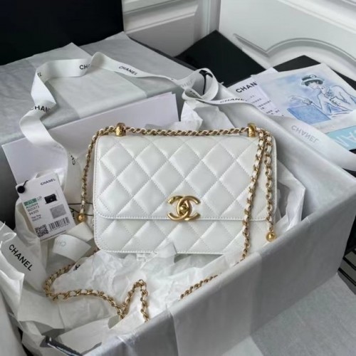 Chanel Flap Válltáska Eredeti Bőr AS2649 Fehér