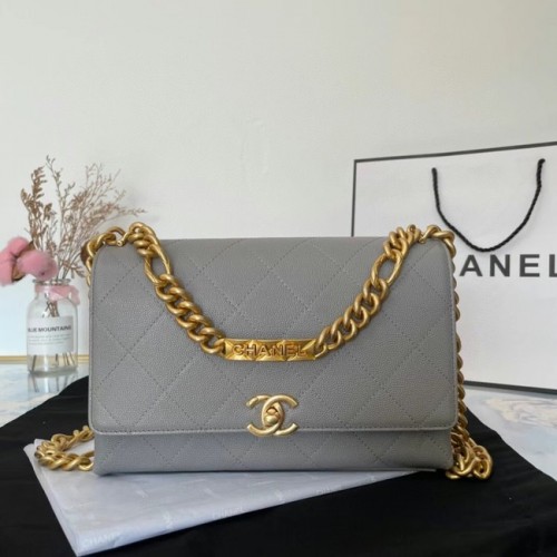 Chanel Flap válltáska eredeti bőr AS2764 szürke
