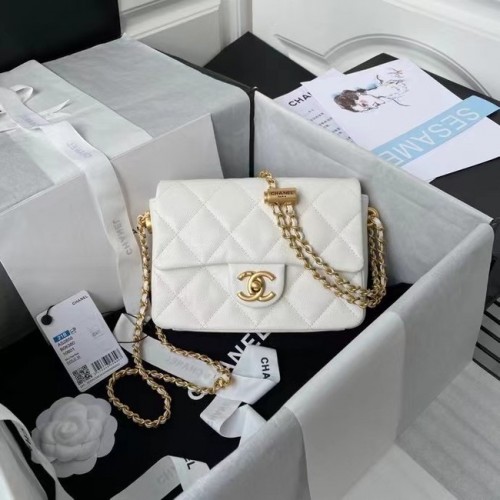 Chanel Flap válltáska eredeti bőr AS2855 fehér