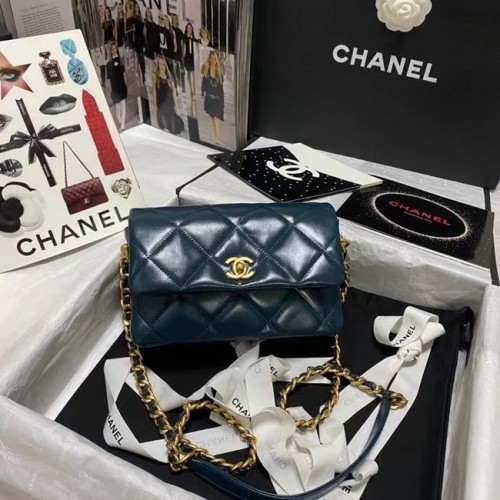 Chanel Flap Válltáska Eredeti Bőr AS9957 Kék