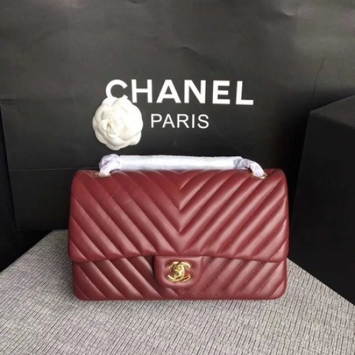 Chanel Flap Válltáska Bordeaux Eredeti Báránybőr Bőr CF1112V Arany
