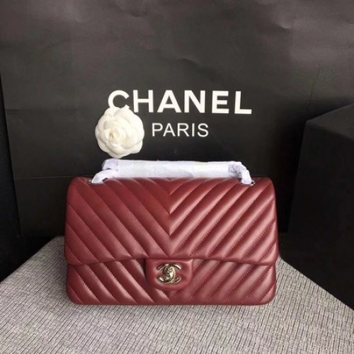 Chanel Flap Válltáska Bordeaux Eredeti Báránybőr Bőr CF1112V Ezüst