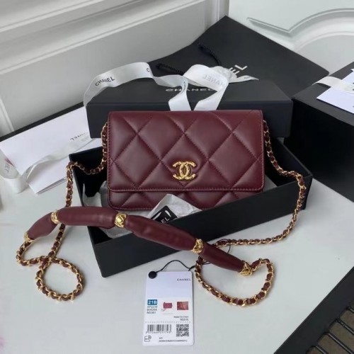 Chanel Flap Válltáska mini eredeti bőr AS2755 Bordeaux