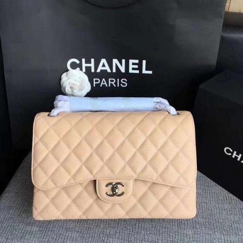 Chanel Flap Válltáska Camel Eredeti Borjúbőr CF1113 Ezüst