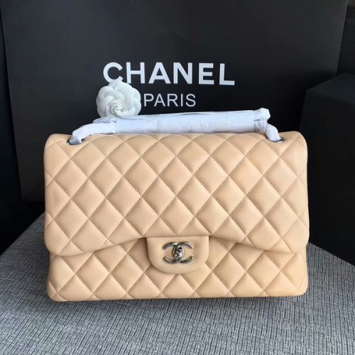 Chanel Flap Válltáska Camel Eredeti Báránybőr CF1113 Ezüst