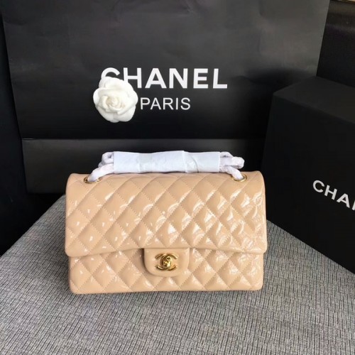 Chanel Flap Válltáska Camel Eredeti Lakkbőr CF1112 Arany