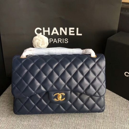 Chanel Sötétkék Eredeti Báránybőr Válltáska CF1113 Glod