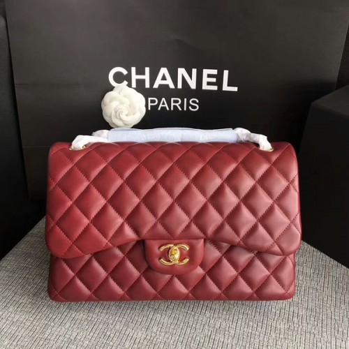 Chanel Sötétpiros Eredeti Báránybőr Válltáska CF1113 Glod