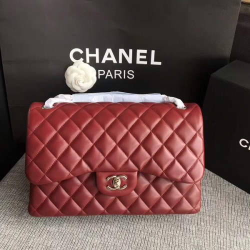 Chanel Flap Válltáska Sötétpiros Eredeti Báránybőr CF1113 Ezüst