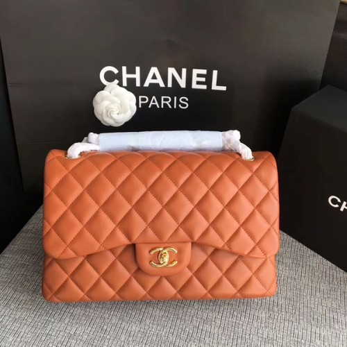 Chanel eredeti báránybőr válltáska narancssárga CF1113 Glod