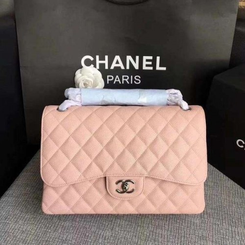 Chanel Flap Válltáska Rózsaszín Eredeti Borjúbőr CF1113 Ezüst